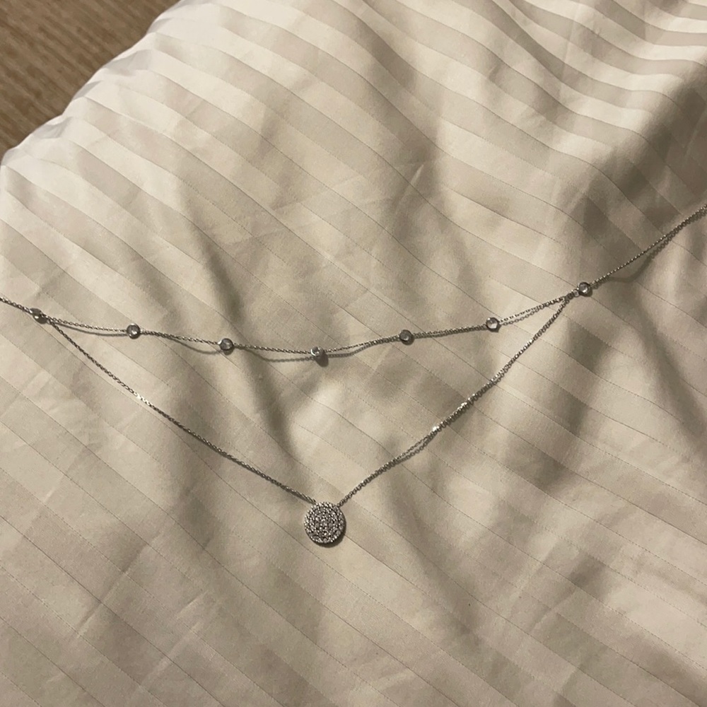 Beautiful double string silver necklace